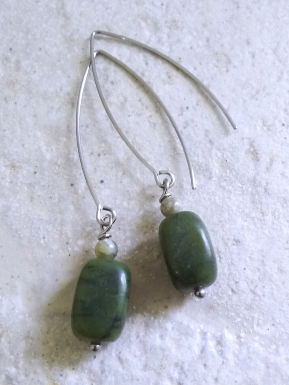 Green Jasper ~ Long Dangle Earrings! Green Jasper = Healing Stone! ForestCore